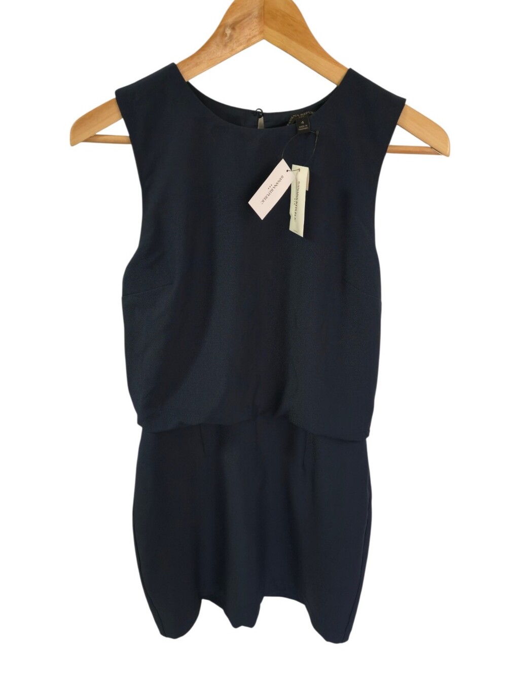 NWT Banana Republic Sleeveless Blouson-Waist Structured Mini Dress Navy Size 4